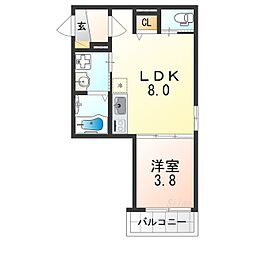 F asecia algol 1階1LDKの間取り