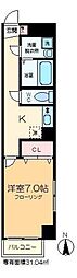 トゥールミニヨン 1Kの間取図画像