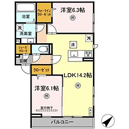D Paina大倉山 2LDKの間取図画像