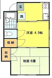 西田荘 2Kの間取図画像