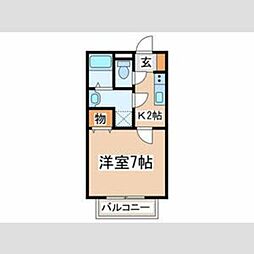 プロムナード・デ・サングレV 1階1Kの間取り