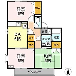 グランドスクエアC棟 3DKの間取図画像