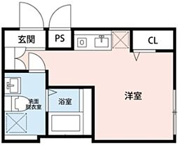 フェリオコート西日暮里 1階ワンルームの間取り
