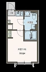 Agrande Tsuruse 2階1Kの間取り
