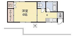 芹沢ハイツ 1Kの間取図画像