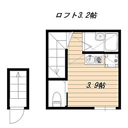 京王井の頭線 井の頭公園駅 徒歩6分の賃貸アパート 2階ワンルームの間取り