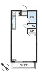フジメイトA棟 2階ワンルームの間取り