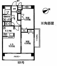 コモン西葛西 2LDKの間取図画像
