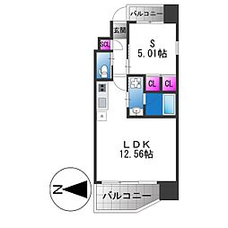 プレジオ玉造 1LDKの間取図画像