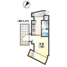 レジデンス明神町 9階1Kの間取り