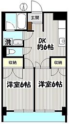 レジデンス宮田 2DKの間取図画像