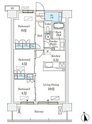 スカイグランデ津田沼 2階3LDKの間取り