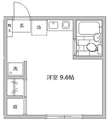 テラス1063 2階ワンルームの間取り
