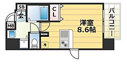 プレサンス三宮花時計前 1Kの間取図画像