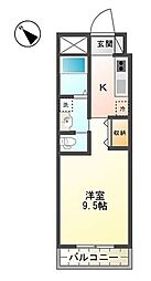 メルベーユ・ラヴィ 1Kの間取図画像