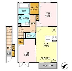 ラ・ゼルコバ 2LDKの間取図画像