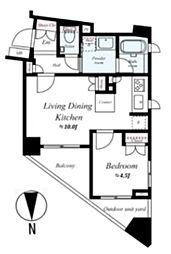 コンフォルテハイム池袋 2階1LDKの間取り