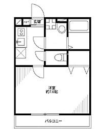 アムールサニー 1Kの間取図画像
