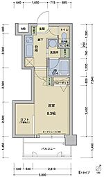 アクタス天神アネックス 1Kの間取図画像