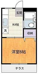キャッスルＶ 1階1Kの間取り