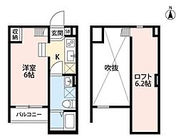 LazwardHigashiOsaka 1Kの間取図画像