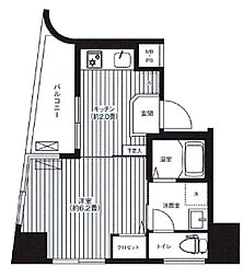 Reno新宿若松町 1Kの間取図画像