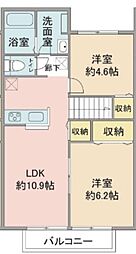 エムステージ3 2LDKの間取図画像