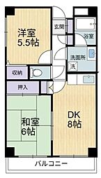 アデルサンアイ 2DKの間取図画像