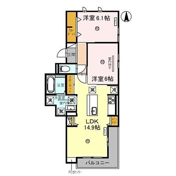 ＣＯＭＵ　ＴＥＲＲＡＣＥ ｜和歌山県和歌山市北田辺丁(賃貸アパート2LDK・1階・63.35㎡)の写真 その2