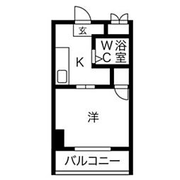 プレスト箱崎 1Kの間取図画像