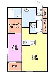 小新新築アパート 1LDKの間取図画像