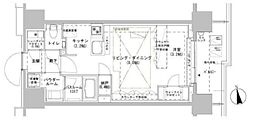 パークスフイア牛込神楽坂 ワンルームの間取図画像