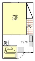 武田コーポ 2階1Kの間取り