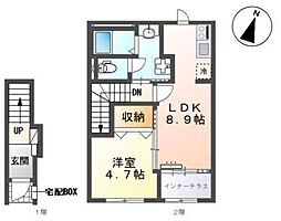 飛龍 高坂 1LDKの間取図画像