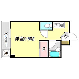 ロイヤル・レジデンス秦 ワンルームの間取図画像