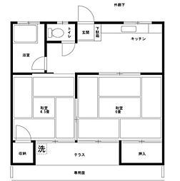 KENコーポラス 2Kの間取図画像