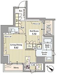 セレサ日本橋堀留町 1LDKの間取図画像