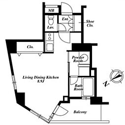 セントラルクリブ六本木 6階ワンルームの間取り