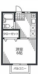 エステート長津田I 2階1Kの間取り