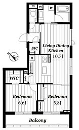 風香田園調布 4階2LDKの間取り