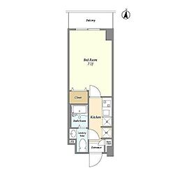 アルファコート立石2 1Kの間取図画像