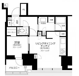 JR山手線 田町駅 徒歩11分の賃貸マンション 12階1LDKの間取り
