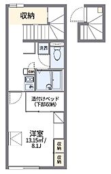 レオパレスクインスB 1Kの間取図画像