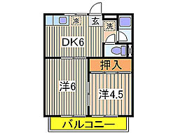 北ハイツ 2DKの間取図画像