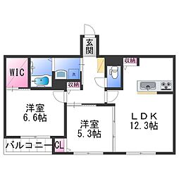 シャーメゾンブリリアント 2LDKの間取図画像