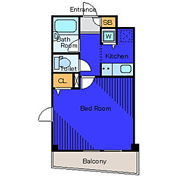 JR山手線 五反田駅 徒歩8分の賃貸マンション 11階1Kの間取り