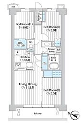 アビティグランデ砧 3LDKの間取図画像