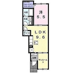 ガーデンフォレスト 1階1LDKの間取り