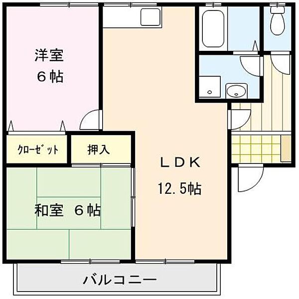 シャルムI 201｜福岡県久留米市山川町(賃貸アパート2LDK・2階・55.00㎡)の写真 その2