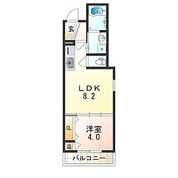 Rパレス矢田 1LDKの間取図画像